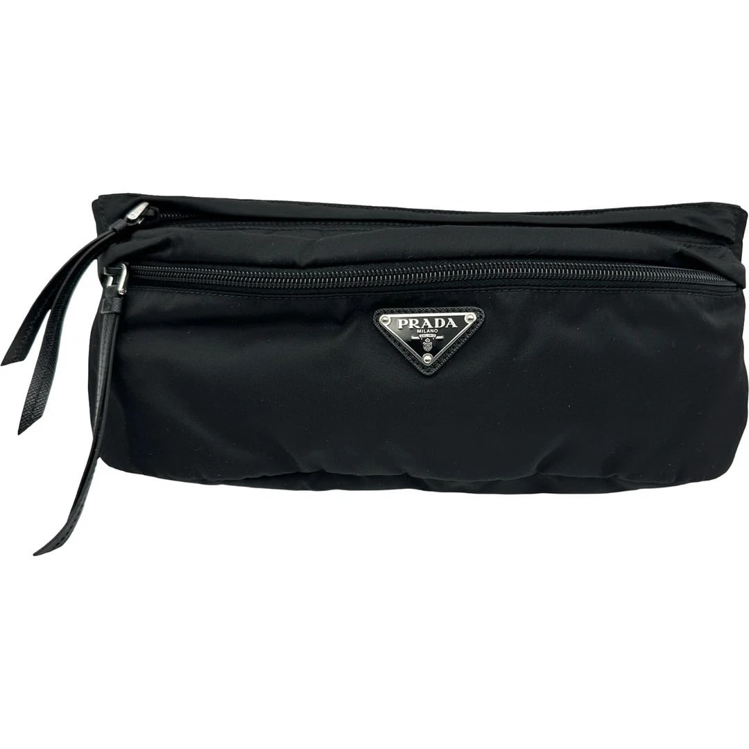 PRADA BODY BAG NYLON BLACK SILVER METAL: PRADA Body Bag Nylon Black Silver Metal Brand: PRADA Type/Style: Bag Material: Nylon Color: Black Size: 29 cm (11.4 in) width, 12 cm (4.7 in) height, 5 cm (2.0 in) depth Accessories: None Accessories