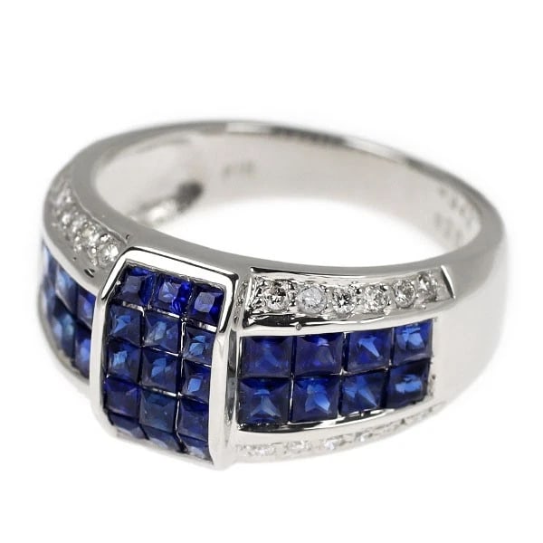 K18WG SAPPHIRE DIAMOND RING - 2