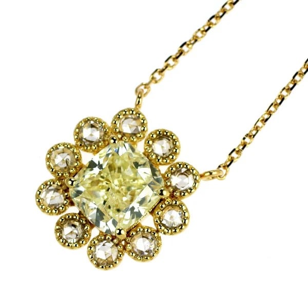 K18YG CUSHION/ROSE CUT DIAMOND PENDANT NECKLACE: K18YG Cushion/Rose Cut Diamond Pendant Necklace Brand: None Type/Style: pendant necklace Material: K18YG Color: YG Size: Necklace: Chain Length 41 Length/Width/Diameter11.5 Accessories: None