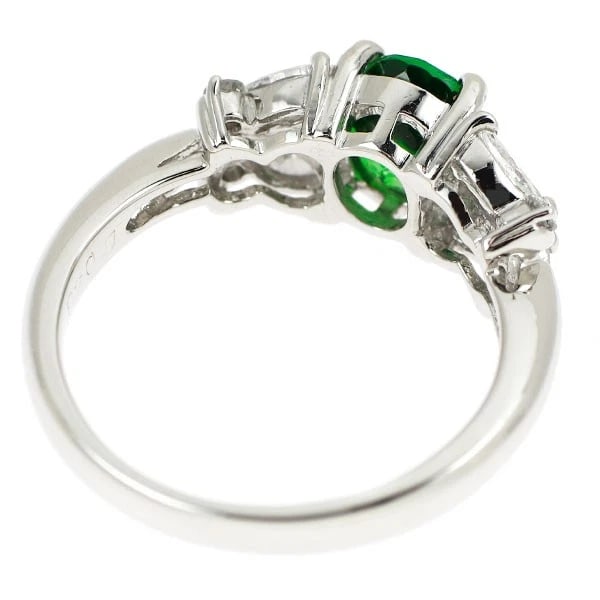 PT900 GREEN GARNET DIAMOND RING - 2
