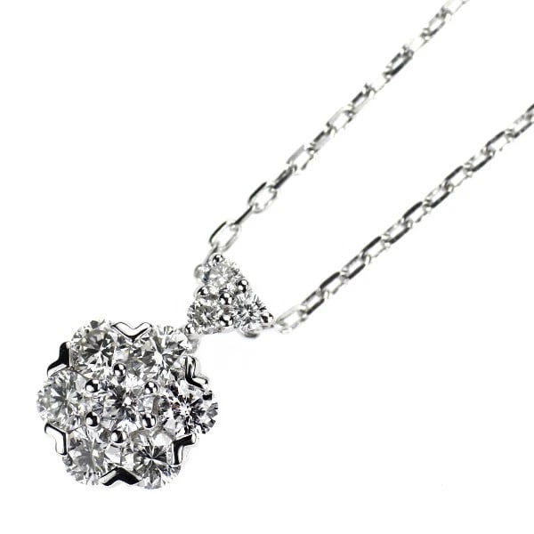 K18WG FLOWER DIAMOND PENDANT NECKLACE: K18WG flower diamond pendant necklace Brand: None Type/Style: pendant necklace Material: K18WG Color: WG Size: Necklace: Chain Length 40 Length/Width/Diameter11.4 Accessories: None Accessories