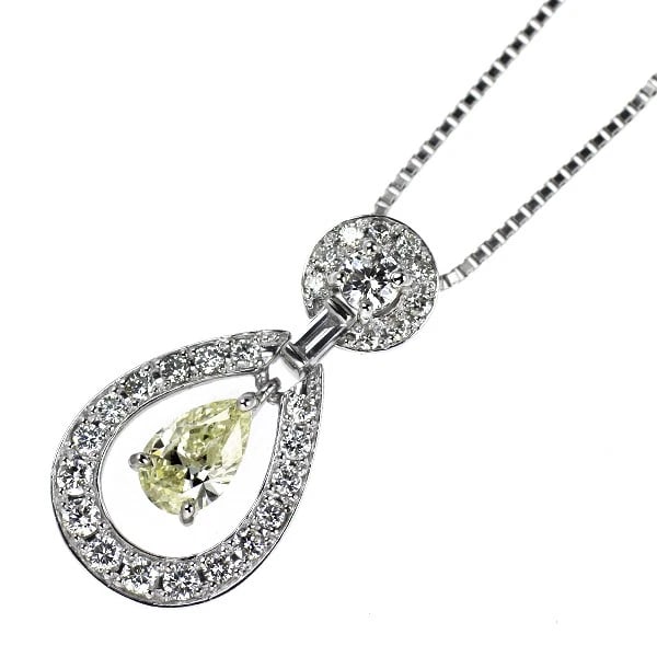 PT900/ PT850 PEAR SHAPE DIAMOND PENDANT NECKLACE: Pt900/ Pt850 Pear Shape Diamond Pendant Necklace Brand: None Type/Style: pendant necklace Material: Pt900/ Pt850 Color: PT Size: Length/Width/Diameter21.9 Accessories: None Accessories Notice: When