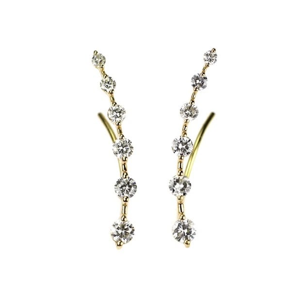 K18YG DIAMOND EARRINGS/EAR CUFF: K18YG diamond earrings/ear cuff Brand: None Type/Style: earRing Material: K18YG Color: YG Size: Length/Width/Diameter24.3 Accessories: None Accessories Notice: When purchasing pre-owned goods, please