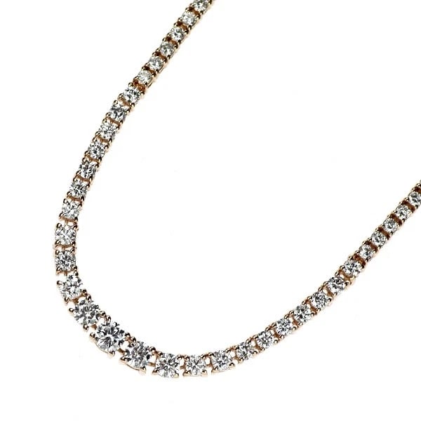 K18PG DIAMOND TENNIS NECKLACE: K18PG diamond tennis necklace Brand: None Type/Style: necklaces Material: K18PG Color: PG Size: Necklace: Chain Length 39 Length/Width/Diameter3.9 Accessories: None Accessories Notice: When