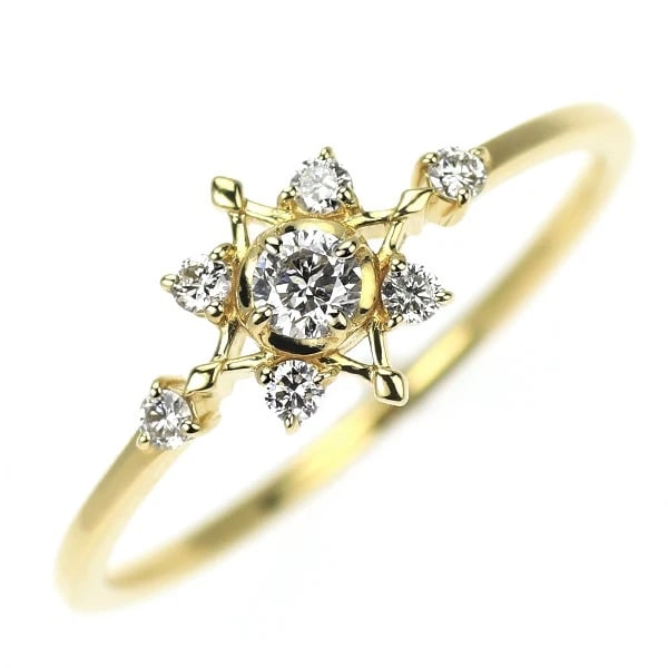 K18YG DIAMOND RING: K18YG diamond ring Brand: None Type/Style: Ring Material: K18YG Color: YG Size: 5.5 - 5.75US Accessories: None Accessories Notice: When purchasing pre-owned goods, please refer to the photos of the