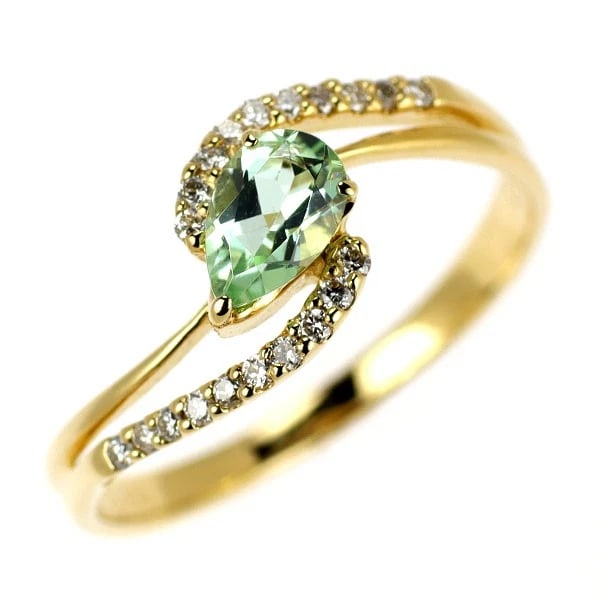 K18YG GREEN TOURMALINE DIAMOND RING: K18YG green tourmaline diamond ring Brand: None Type/Style: Ring Material: K18YG, Main Stone/Creation tourmaline Color: YG Size: 5.5 - 5.75US Accessories: None Accessories Notice: When purchasing