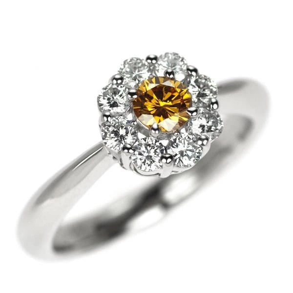 PT900 NATURAL ORANGE DIAMOND RING: Pt900 natural orange diamond ring Brand: None Type/Style: Ring Material: Pt900 Color: PT Size: 4US Accessories: None Accessories Notice: When purchasing pre-owned goods, please refer to the photos of