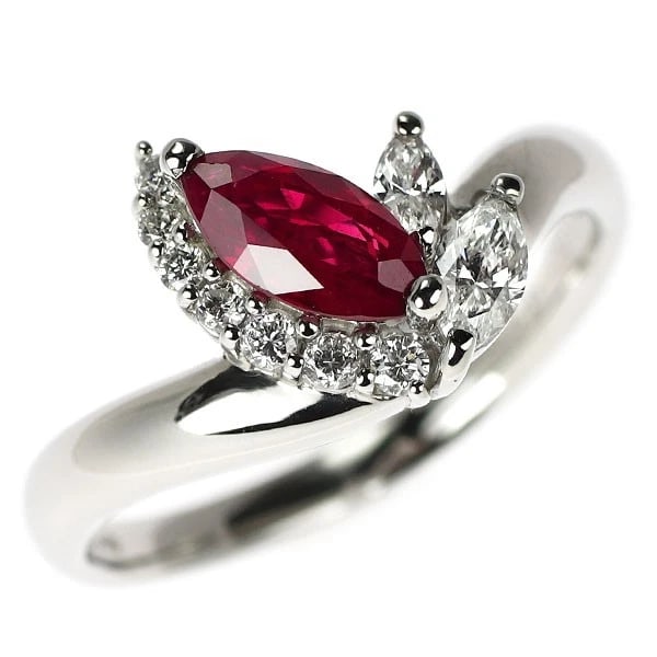 PT900 RUBY DIAMOND RING: Pt900 ruby diamond ring Brand: None Type/Style: Ring Material: Pt900, Main Stone/Creation Ruby Color: PT Size: 8.25 - 8.5US Accessories: None Accessories Notice: When purchasing pre-owned goods,