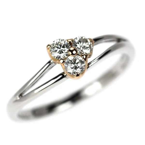 TRILOGY K18WG/PG DIAMOND RING: Trilogy K18WG/PG diamond ring Brand: None Type/Style: Ring Material: K18WG/PG Color: WG PG Size: 6US Accessories: None Accessories Notice: When purchasing pre-owned goods, please refer to the photos