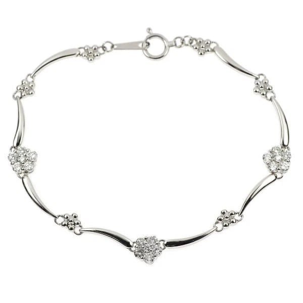 PT850 FLOWER DIAMOND BRACELET: Pt850 flower diamond bracelet Brand: None Type/Style: bracelets Material: Pt850 Color: PT Size: Necklace: Chain Length 18.5 Length/Width/Diameter6.8 Accessories: None Accessories Notice: When