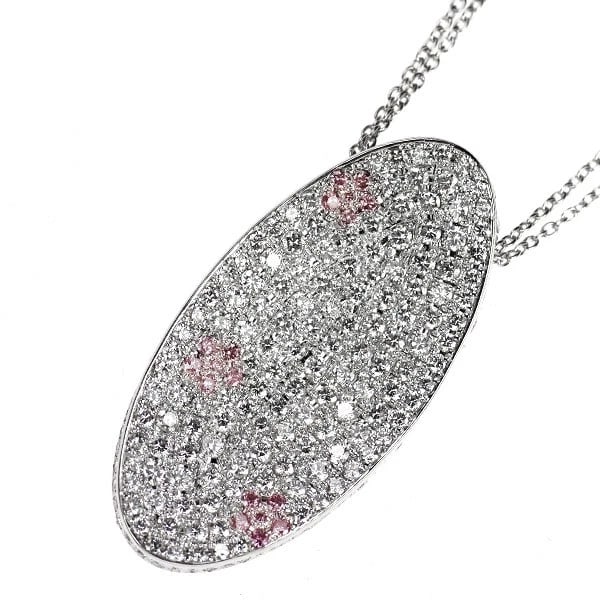 K18WG NATURAL PINK/COLLARLESS DIAMOND PENDANT NECKLACE: K18WG Natural Pink/Collarless Diamond Pendant Necklace Brand: None Type/Style: pendant necklace Material: K18WG, Main Stone/Creation Natural Color: WG Size: Necklace: Chain Length 45cm Accessories: