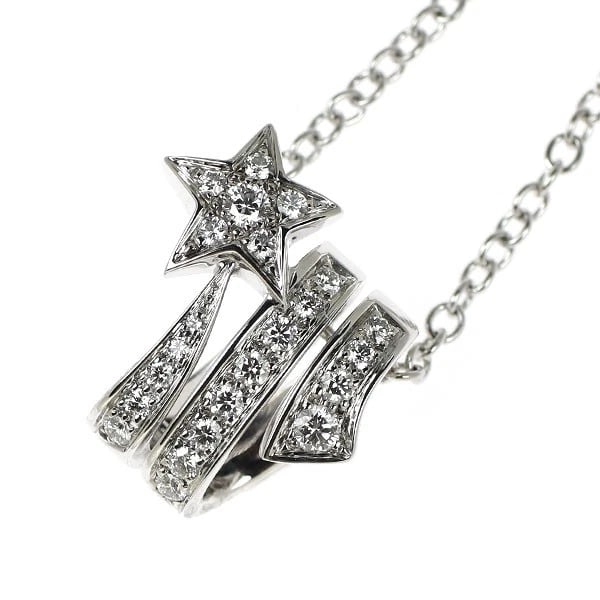 CHANEL K18WG DIAMOND PENDANT NECKLACE: Chanel K18WG diamond pendant necklace Brand: Chanel Type/Style: pendant necklace Material: K18WG, Main Stone/Creation Natural Color: WG Size: Necklace: Chain Length 44cm Accessories: None