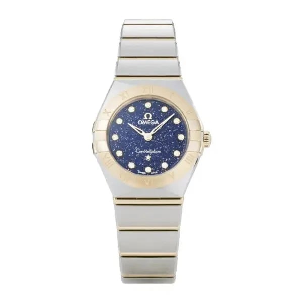 OMEGA CONSTELLATION BLUE WATCH: OMEGA Constellation Blue Watch Brand: OMEGA Type/Style: Wristwatch Material: SS + 18k Yellow Gold Color: Dial Color Blue Size: Case Size] 25mm x 25mm x 8mm Accessories: None Accessories No