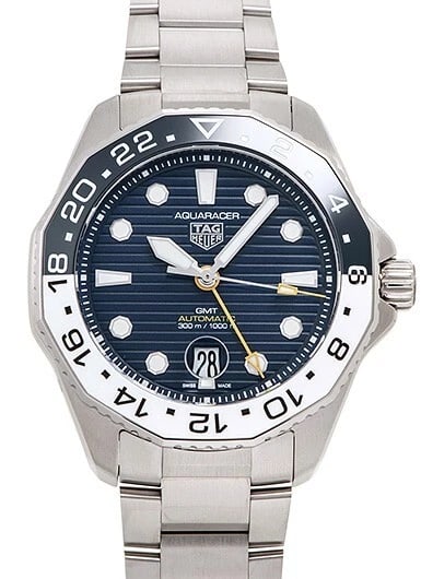 TAG HEUER AQUARACER PROFESSIONAL CALIBRE GMT BLUE NEW WATCH: TAG Heuer Aquaracer Professional Calibre GMT Blue New Watch Brand: TAG Heuer Type/Style: Wristwatch Material: SS Color: Dial Color Blue Size: Case diameter: 43mm Accessories: None Accessories Notice: