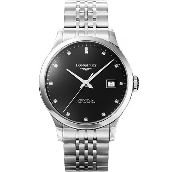 LONGINES RECORD METAL BELT WATCH: Longines RECORD Metal Belt Watch Brand: Longines Type/Style: Wristwatch Material: SS Color: Dial Color Black Size: Size: (Approx.) 39mm (height) x 39mm (width) x 11.5mm (thickness) Accessories: None
