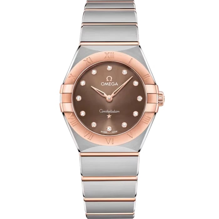 OMEGA CONSTELLATION MANHATTAN WATCH: OMEGA Constellation Manhattan Watch Brand: OMEGA Type/Style: Wristwatch Material: Sedna gold Color: Dial Color brown Size: Case Size: 27mm Accessories: None Accessories Notice: When purchasing