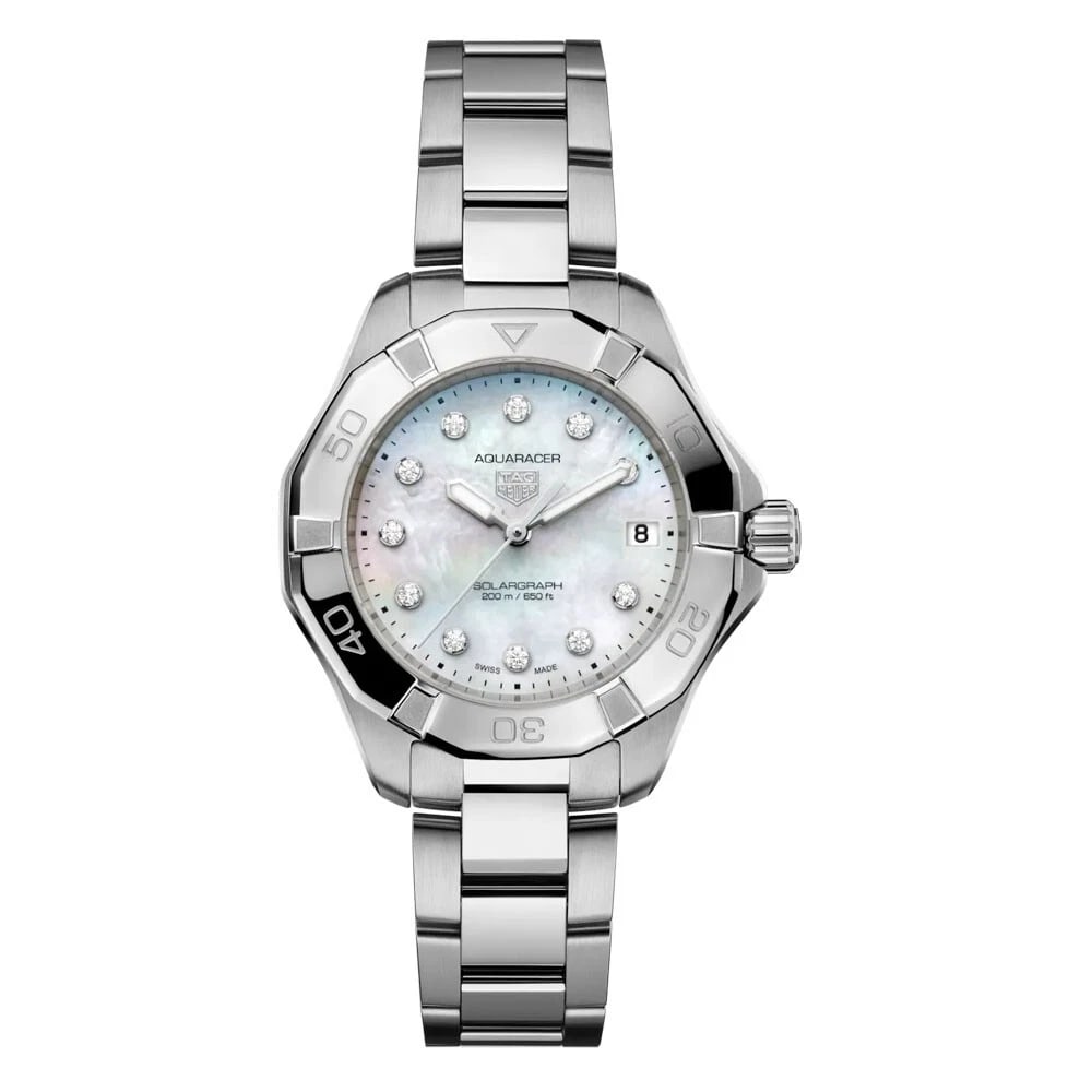 TAG HEUER AQUARACER PROFESSIONAL SOLAR GRAPH WATCH: TAG Heuer Aquaracer Professional Solar Graph Watch Brand: TAG Heuer Type/Style: Wristwatch Material: SS Color: Dial Color Blue Size: Case Size: 34mm Accessories: None Accessories Notice: When