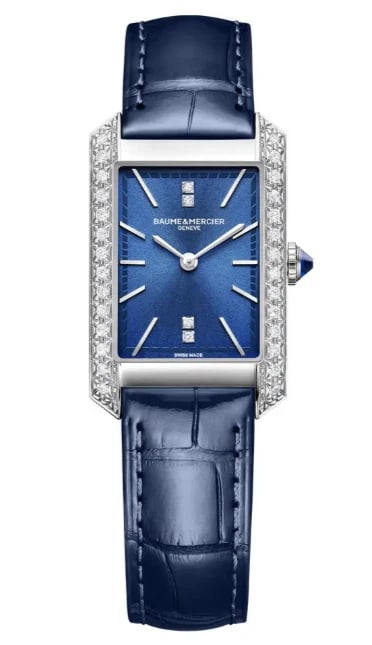 BAUME & MERCIER HAMPTON WATCH: Baume & Mercier Hampton Watch Brand: Baume & Mercier Type/Style: Wristwatch Material: SS ceramic rubber Color: Dial Color blue Size: Case size (mm): Height 37 x Width 37 x Thickness 12 Accessories: