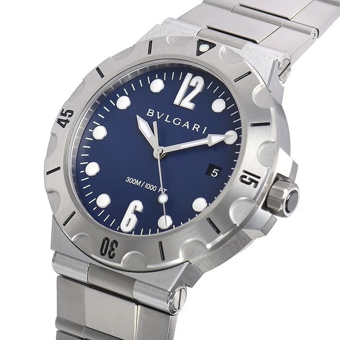 BULGARI DIAGONO SCUBA WATCH: Bulgari Diagono Scuba Watch Brand: Bvlgari Type/Style: Wristwatch Material: SS Color: Dial Color blue Size: Case Size: 41mm Accessories: None Accessories Notice: When purchasing pre-owned goods,