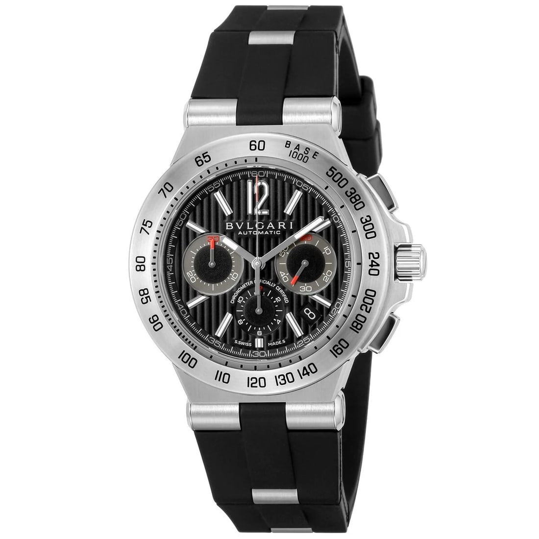 BVLGARI DIAGONO PROFESSIONAL CHRONOGRAPH TERRA WATCH: BVLGARI Diagono Professional Chronograph Terra Watch Brand: Bvlgari Type/Style: Wristwatch Material: SS rubber Color: Dial Color Black Size: Case Size: 42mm Accessories: None Accessories Notice: When