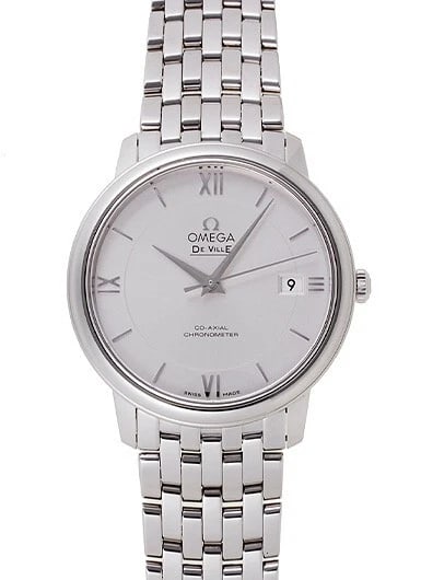 OMEGA DE VILLE PRESTIGE CO-AXIAL SILVER NEW WATCH: Omega De Ville Prestige Co-Axial Silver New Watch Brand: OMEGA Type/Style: Wristwatch Material: SS Color: Dial Color Silver Size: Case Size: 36mm Accessories: None Accessories Notice: When purchasing