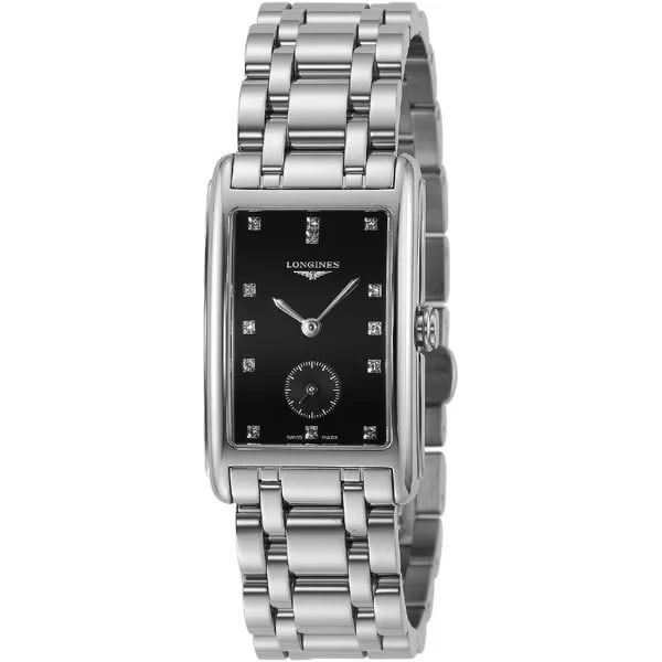 LONGINES DOLCEVITA BLACK WATCH: Longines Dolcevita Black Watch Brand: Longines Type/Style: Wristwatch Material: SS Color: Dial Color silver Size: Case size: Approx. 28 x 23 mm (excluding crown) Accessories: None Accessories Notice:
