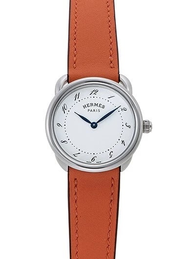 HERMES ARCEAU WHITE NEW WATCH: Hermes Arceau White New Watch Brand: HERM?S Type/Style: Wristwatch Material: SS leather Color: Dial Color White Size: Case Size: 28mm Accessories: None Accessories Notice: When purchasing pre-owned