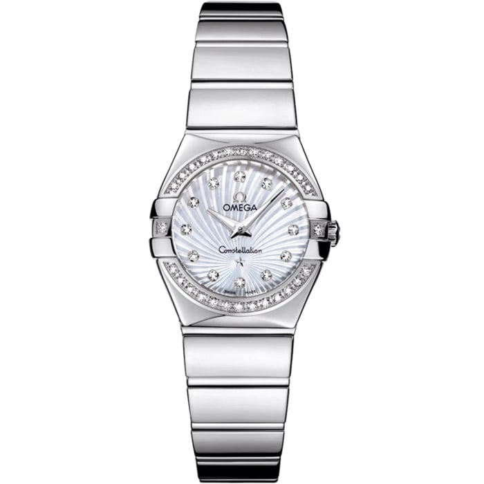 OMEGA CONSTELLATION POLISH QUARTZ WATCH: omega Constellation Polish Quartz Watch Brand: OMEGA Type/Style: Wristwatch Material: SS Color: Dial Color White MOP Size: Case Size: 24mm Accessories: None Accessories Notice: When purchasing