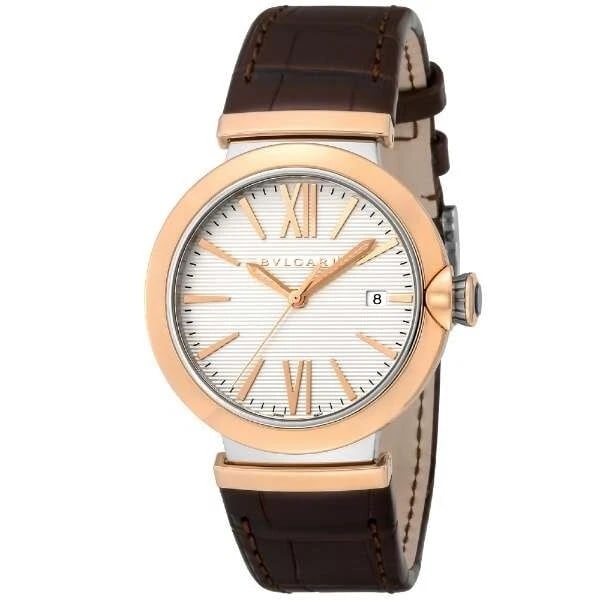 BVLGARI LUCIA SILVER WATCH: BVLGARI Lucia Silver Watch Brand: Bvlgari Type/Style: Wristwatch Material: SS + 18k Rose Gold Color: Dial Color Silver Size: [Case size] Height 40 x width 40 x thickness 9mm Accessories: None