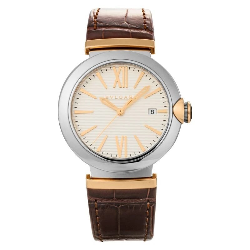 BVLGARI LUCEA WATCH: Bvlgari Lucea Watch Brand: Bvlgari Type/Style: Wristwatch Material: Case material: 18K pink gold/stainless steel Belt material: Alligator leather Color: Dial Color Silver Size: Case diameter: