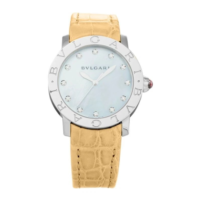 BVLGARI BVLGARI WATCH: BVLGARI BVLGARI Watch Brand: Bvlgari Type/Style: Wristwatch Material: SS leather Color: Dial Color white Mother-of-Pearl Size: Case diameter: 37?37?8(mm), 56(g) Accessories: None Accessories Notice: