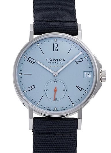 NOMOS AHOI NEOMATIC DATE SKY BLUE NEW WATCH: Nomos Ahoi Neomatic Date Sky Blue New Watch Brand: NOMOS Type/Style: Wristwatch Material: SS Color: Dial Color Sky Blue Size: Case Size: 38.5mm Accessories: None Accessories Notice: When purchasing