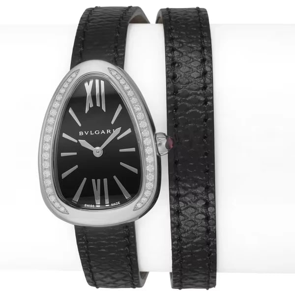 BVLGARI WOKARUNG LEATHER BELT WATCH: BVLGARI WoKarung Leather Belt Watch Brand: Bvlgari Type/Style: Wristwatch Material: SS Color: Dial Color Black Size: Case Size: 30mm Accessories: None Accessories Notice: When purchasing pre-owned