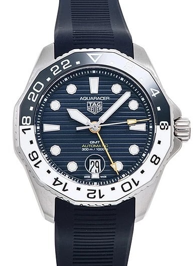 TAG HEUER AQUARACER PROFESSIONAL CALIBRE GMT BLUE NEW WATCH: TAG Heuer Aquaracer Professional Calibre GMT Blue New Watch Brand: TAG Heuer Type/Style: Wristwatch Material: SS Color: Dial Color Blue Size: Case Size: 43mm Accessories: None Accessories Notice: