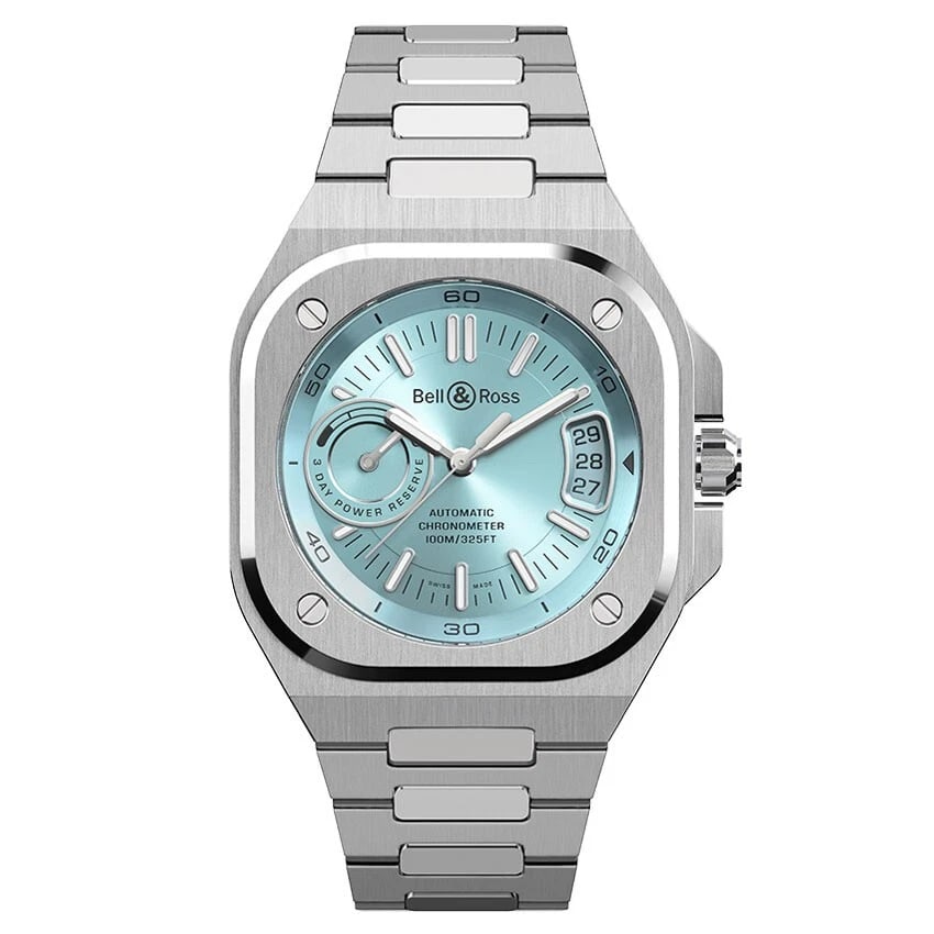 BELL&ROSS BR-X ICE BLUE STEEL WATCH: BELL&ROSS BR-X Ice Blue Steel Watch Brand: Bell & Ross Type/Style: Wristwatch Material: SS Color: Dial Color ice blue Size: Case Size: 41mm Accessories: None Accessories Notice: When purchasing