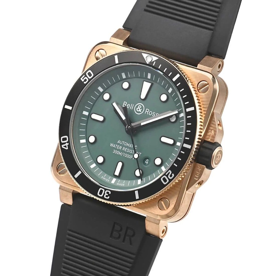 BELL & ROSS BR DIVER BLACK & GREEN BRONZE WATCH: Bell & Ross BR DIVER BLACK & GREEN BRONZE Watch Brand: Bell & Ross Type/Style: Wristwatch Material: Bronze Color: Dial Color Green Size: Case Size 42.0 x 42.0mm Accessories: None Accessories Notice: