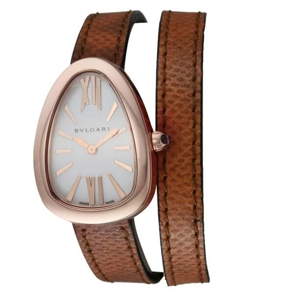 BVLGARI WOLEATHER BELT WATCH: BVLGARI WoLeather Belt Watch Brand: Bvlgari Type/Style: Wristwatch Material: Case K18 pink gold band leather Color: Dial Color none Size: Case size] Height 32 x width 22 x thickness 9.5 mm Accesso