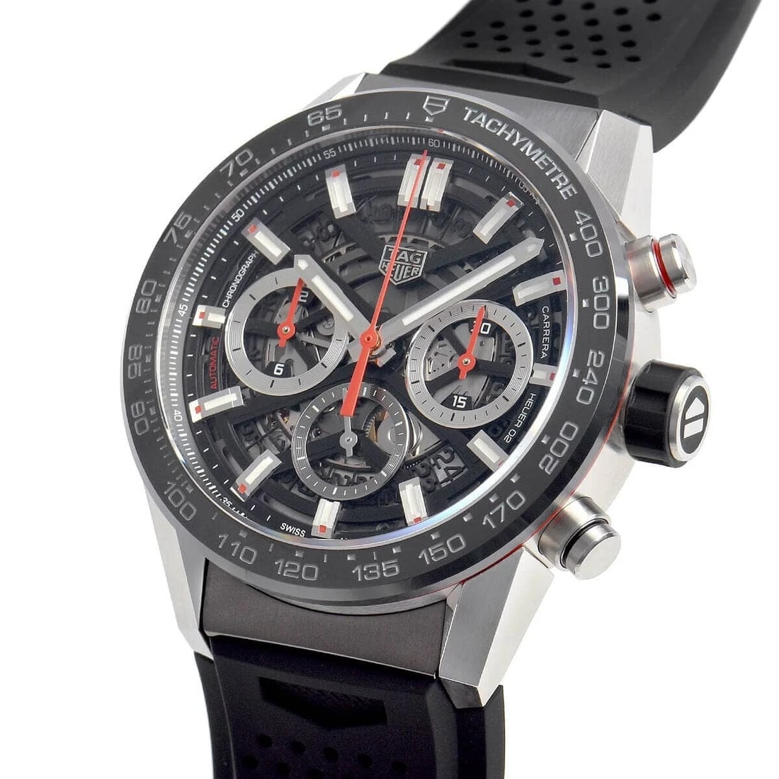 TAG HEUER CARRERA CALIBRE HEUER CHRONOGRAPH WATCH: TAG Heuer Carrera Calibre Heuer Chronograph Watch Brand: TAG Heuer Type/Style: Wristwatch Material: SS + Ceramic Color: Dial Color Black Size: Case Size: 43mm Accessories: None Accessories
