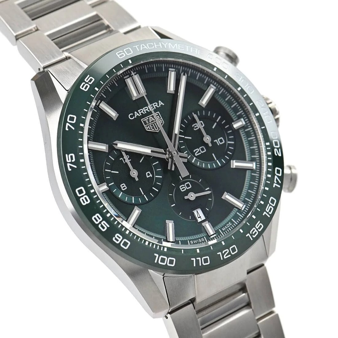 TAG HEUER CARRERA CALIBRE HEUER SPORT CHRONOGRAPH WATCH: TAG Heuer CARRERA CALIBRE Heuer Sport Chronograph Watch Brand: TAG Heuer Type/Style: Wristwatch Material: SS ceramic Color: Dial Color Green Size: Case Size: 44mm Accessories: None Accessories