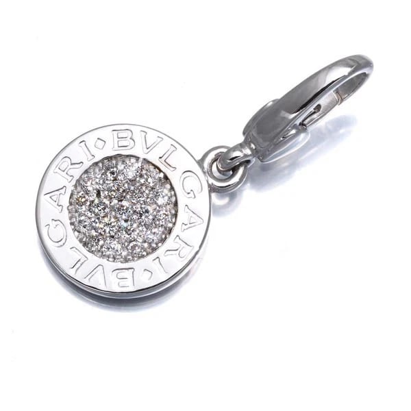 BVLGARI PENDANT DIAMOND CHARM 18K 750 WHITE GOLD: BVLGARI Pendant Diamond Charm 18K 750 White Gold Brand: BVLGARI Type/Style: Pendant Material: 18K 750 White Gold, Main Stone/Creation Natural Color: White Size: Design Size: Diameter Approximately 13.