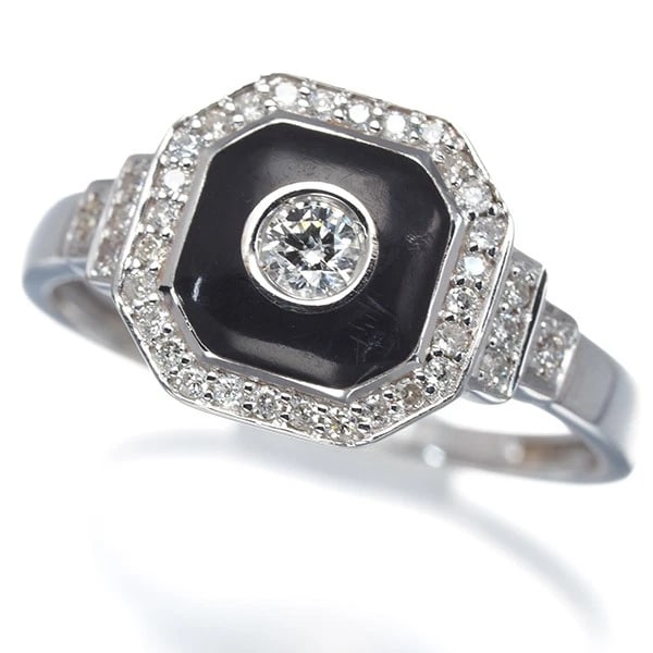 MAUBOUSSIN RING DIAMOND 18K 750 WHITE GOLD/ENAMEL: MAUBOUSSIN Ring Diamond 18K 750 White Gold/Enamel Brand: MAUBOUSSIN Type/Style: Ring Material: 18K 750 White Gold/Enamel, Main Stone/Creation Natural Color: none Size: US 7 Accessories: None <