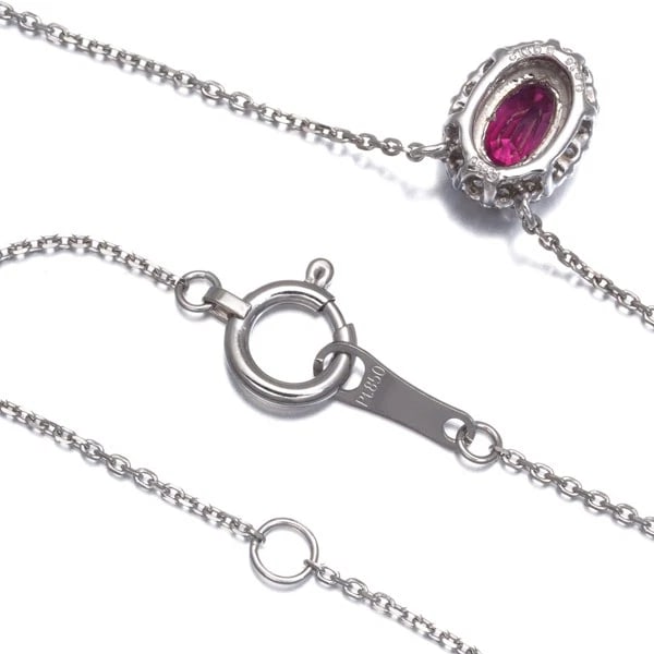 RUBY DIAMOND NECKLACE 950 850 PLATINUM - 3