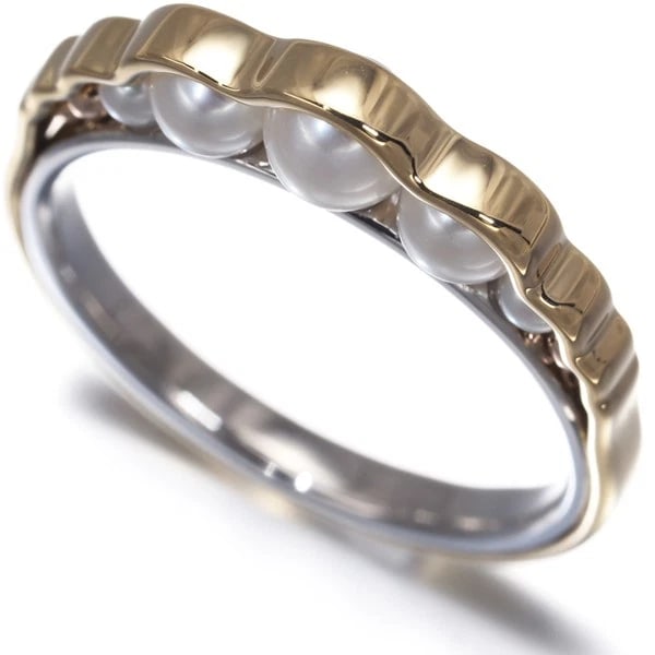 TASAKI RING AKOYA PEARL LIQUID SCULPTURE 18K YG/PT 900: TASAKI Ring Akoya Pearl Liquid Sculpture 18K YG/Pt 900 Brand: TASAKI Type/Style: Ring Material: 18K YG/Pt 900, Main Stone/Creation Cultured Color: YELLOW GOLD ,SILVER Size: US 6-6.25 Accessories:
