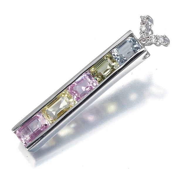 SAPPHIRE DIAMOND PENDANT 18K 750 WHITE GOLD: Sapphire Diamond Pendant 18K 750 White Gold Brand: Unbranded Type/Style: Pendant Material: 18K 750 White Gold, Main Stone/Creation Natural Color: White Size: Design size: 25.8 x 5.4mm Bail inner
