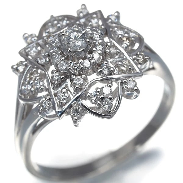 DIAMOND OPENWORK RING 900 PLATINUM - 2