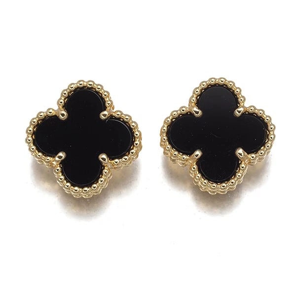 VAN CLEEF & ARPELS EARRINGS ONYX 18K 750 YELLOW GOLD: Van Cleef & Arpels Earrings Onyx 18K 750 Yellow Gold Brand: Van Cleef & Arpels Type/Style: EarRing Material: 18K 750 Yellow Gold, Main Stone/Creation Natural Color: Yellow Size: Design size: 9.2 x 9.2