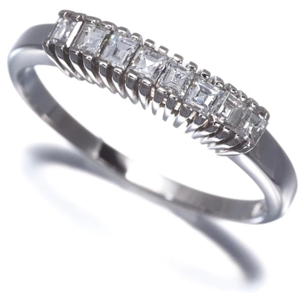 DIAMOND SQUARE CUT CLASSIC RING 900 PLATINUM (1 of 4)