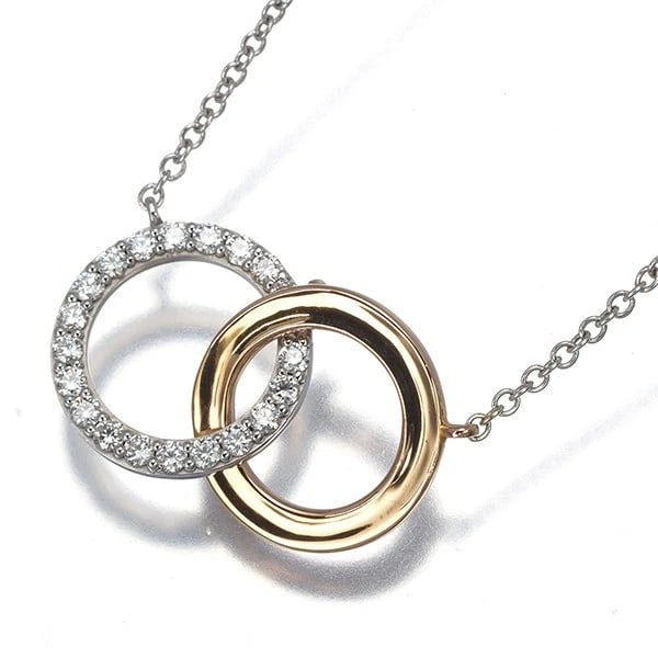 TIFFANY&CO. NECKLACE DIAMOND 18K WG/RG: Tiffany&Co. Necklace Diamond 18K WG/RG Brand: Tiffany & Co. Type/Style: Necklace Material: 18K 750 WG/RG, Main Stone/Creation Natural Color: WG/RG Size: Necklace length: 41cm Pendant size: 11.0 x