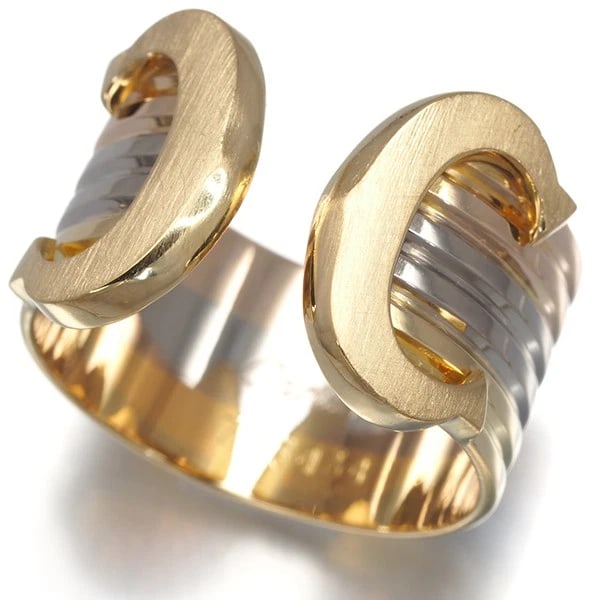CARTIER RING 2C DOUBLE 18K YG/WG/RG (1 of 3)