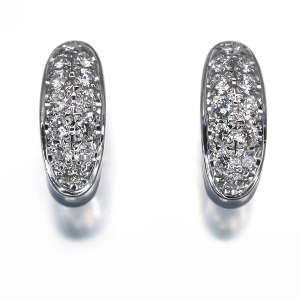MIKIMOTO EARRINGS DIAMOND HOOP 18K 750 WHITE GOLD (1 of 3)